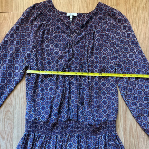 JOIE Red Blue Currant Medallion Print Lace-Up Blouson Silk CORRA B. Mini Sz M - Picture 10 of 11